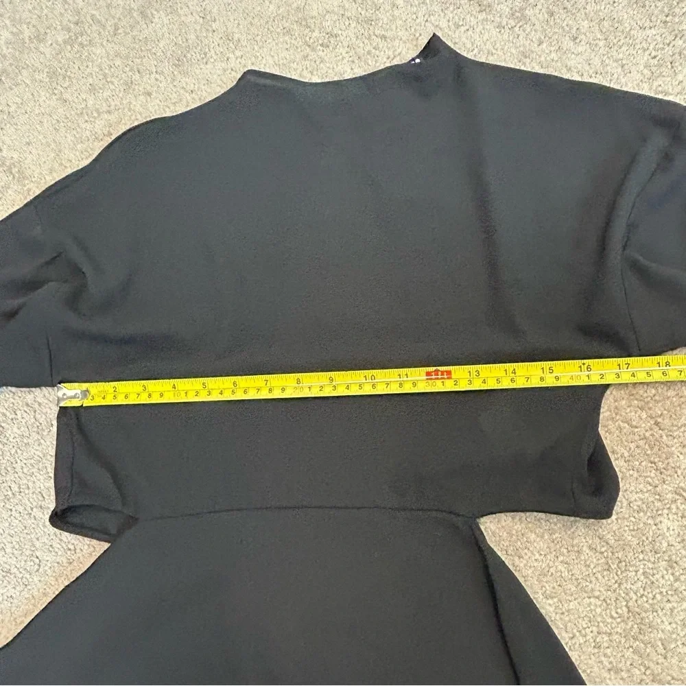 Zara Black Asymmetric Flowing Cut Out Open Back Blouse Top Tie Back NWOT - Picture 10 of 15